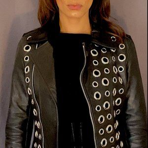 RtA CLEO LEATHER JACKET IN NOIR